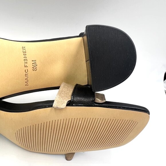 Marc Fisher Womens Size 8.5 Jaron Black Leather Block Heels Sandals Shoes - Picture 11 of 14